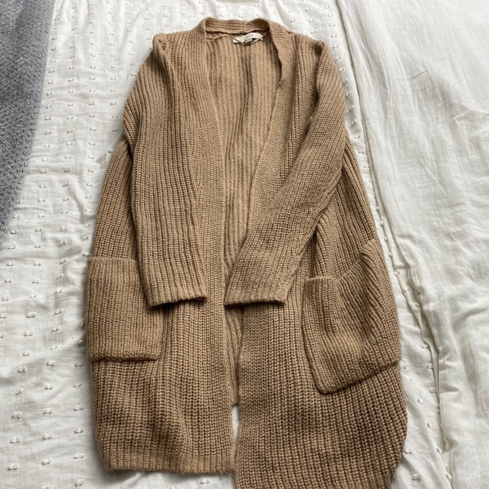 Loft beige/tan long knit sweater